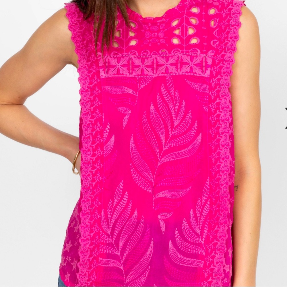 Johnny Was Leafy Concetta Blouse Pink Sz XL